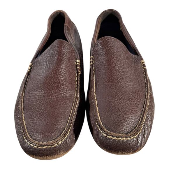 Polo Ralph Lauren Pebbled Leather Driving Loafers Brown Men’s 9.5D Moc Toe - Picture 3 of 8